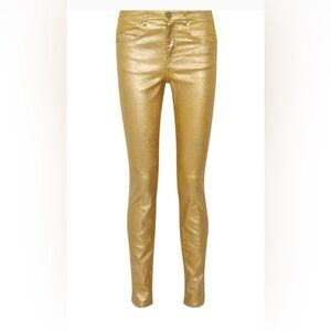 Isabel Marant Gold Skinny Jeans Metallic Finish
